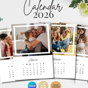 2026 Photo Calendar Template | Editable Desk Calendar | Personalized Office Gifts | Family Keepsakes | Desk Organizer
