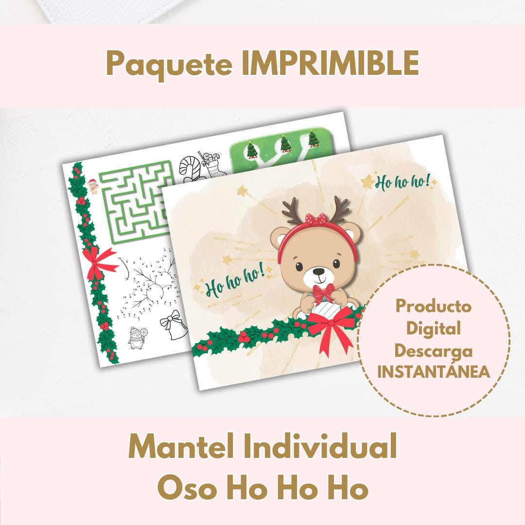 Printable Christmas Placemat Christmas Activity Mat for Kids Instant Download Printable ...
