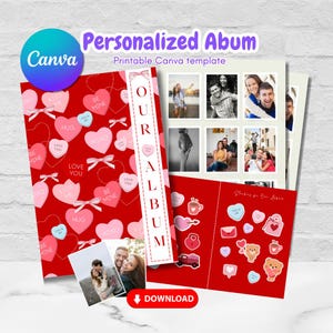 Álbum Cromo personalizado, Presentes para casais, Álbum de fotos, Lembranças personalizadas, Álbum de adesivos para impressão, modelo editável Cromos no Canva PNG