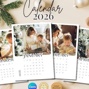 Custom Photo Calendar 2026 | Personalized Photo Calendar for Family | Unique Picture Wall Calendar Gift