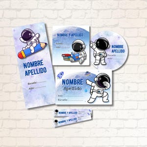 Printable Space Astronaut School Label Templates-School Supply Label Template,Pencil Labels,Notebook Labels, Personalized Stickers for Kids