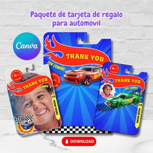 Embalagem de carro de brinquedo - modelo editável Rodas em chamas Estilo Blister - Lembrancinha de festa de aniversário | Presente de Dia dos Pais - Carro de Brinquedo em Chamas - modelo Canva PNG