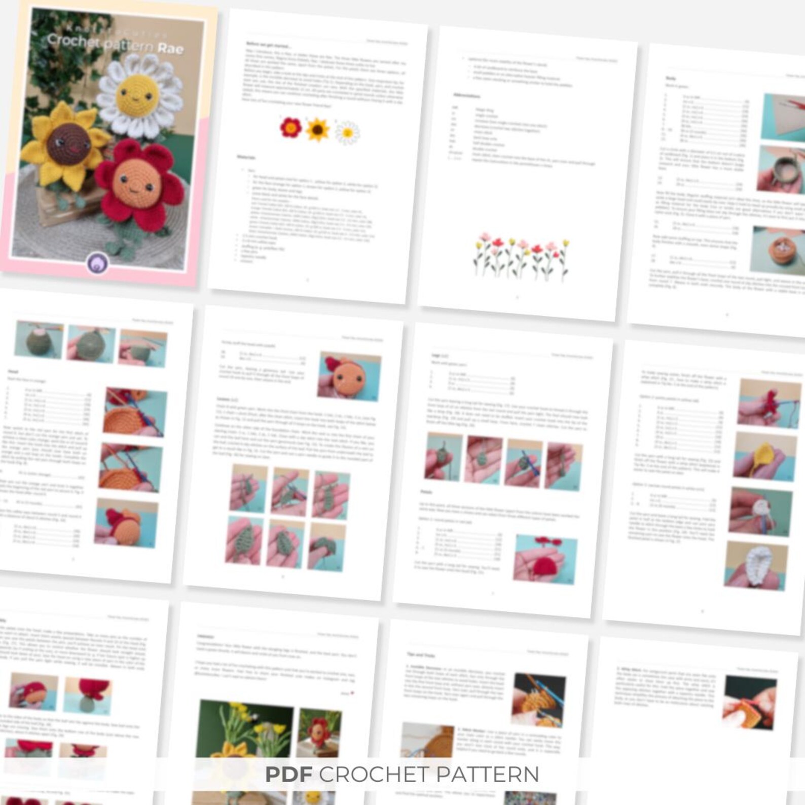 Flower Rae Flower Rae Crochet Pattern, PDF Download, German and English - Etsy