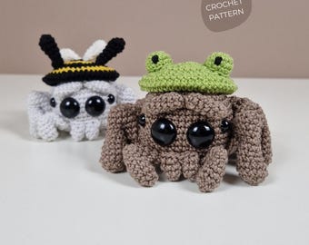 Nina the Jumping Spider Crochet Pattern,  PDF download, german and english