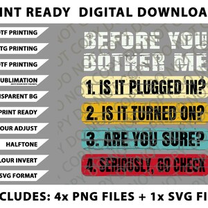 Funny Information Technology Tech Technical Support Gift  Png Bundle, SVG Files, Digital Downloads