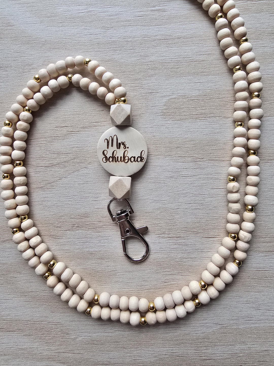 Teacher Lanyard Gold Beaded Teacher Appreciation Gift Personalized ...