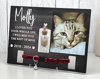 Personalized Pet Memorial Frame: Cat Collar Holder & Photo Keepsake