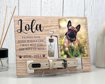 Memorial Pet Collar Sign, Dog Memorial Wood Frame With Collar Holder & Fur Keepsake Jar, Custom Dog Memorial Gifts, Pet Loss Gifts