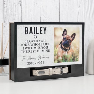 Personalized Pet Urn for Dogs and Cats, Wooden Memorial Frame for Ashes, Custom Box with Photo and Collar Holder