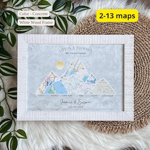 Personalized Adventure Map Print - 2-13 locations - Adventure Together, Couple Anniversary Travel Map, Custom Map Gift, Travel Art