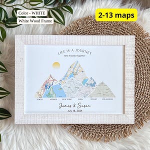 Personalized Journey Map - 2-13 locations mountain wall art - Custom Travel Poster, Wedding Gift & Anniversary Gift for couples