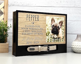 Custom Pet Memorial Urn with Photo and Collar Holder - Personalized Tribute