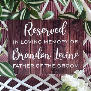 Reserved In Loving Memory Wedding Sign – Custom Chair Memorial
