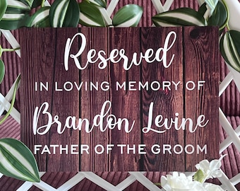 Reserved In Loving Memory Wedding Sign – Custom Chair Memorial