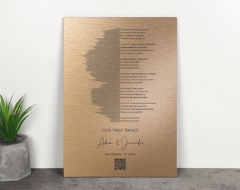 Bronze Anniversary Gift . Sound Wave with Song Lyrics . Personalized Metal Wall Art . Wedding First Dance