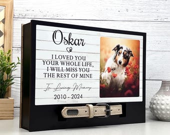 Personalized Pet Memorial Urn with Photo & Collar Holder