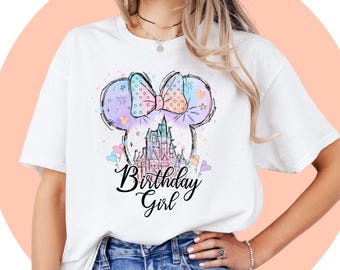 Camiseta de cumpleaños de Disney, bonito regalo para mujer, camiseta de Disney de moda, camiseta de Mickey Mouse, camiseta de vacaciones familiares