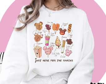 Koszulka Just Here For The Snacks - Disney Matching Tee - Bluza z nadrukiem Family Vacation - Idealny prezent dla fanów Disneya