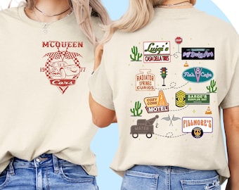 Shirt Lightning McQueen Cars | Disney Magisch | Disney-cadeau-idee | Disney Trip-shirt | Overhemdsweatshirt met capuchon | T-shirt met grafische print | Korte mouw