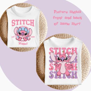 Camiseta de Lilo y Stitch / Camiseta de ángel / Camiseta de cumpleaños de Stitch / Camiseta de Lilo para niño / Camiseta de dibujos animados de Disney unisex para adultos y niños / Temática de Disney