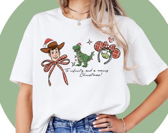 トイ・ストーリーのクリスマスTシャツ、バズ・ライトイヤーのホリデーTシャツ、ディズニー／ピクサーのキャラクター、ファミリー向けアパレル