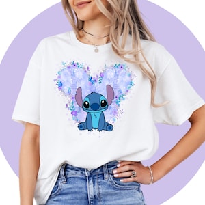 Chemise Lilo And Stitch | Chemise Ange | T-shirt d'anniversaire brodé | T-shirt enfant Lilo | T-shirt Disney Cartoon Mixte Adulte Enfants | Thème Disney