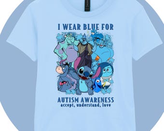 Maglietta Disney per la consapevolezza dell'autismo / Maglietta Stitch / Felpa Disney / Maglietta da spiaggia Stitch / Vacanze Disney / Vestiti Lilo e Stitch