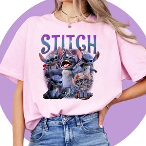 Chemise Lilo And Stitch | Chemise Ange | T-shirt d'anniversaire brodé | T-shirt enfant Lilo | T-shirt Disney Cartoon Mixte Adulte Enfants | Thème Disney