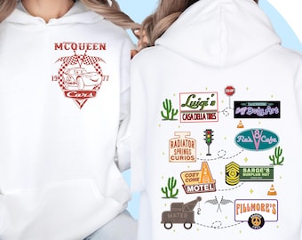 Shirt Lightning McQueen Cars | Disney Magisch | Disney-cadeau-idee | Disney Trip-shirt | Overhemdsweatshirt met capuchon | T-shirt met grafische print | Korte mouw