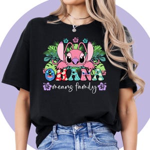 Chemise Lilo And Stitch | Chemise Ange | T-shirt d'anniversaire brodé | T-shirt enfant Lilo | T-shirt Disney Cartoon Mixte Adulte Enfants | Thème Disney