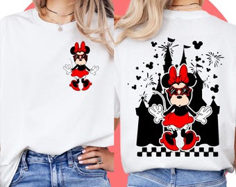 Disney Minnie-shirt | Disney Magisch | Disney-cadeau-idee | Disney Trip-shirt | Overhemdsweatshirt met capuchon | T-shirt met grafische print | Korte mouw |