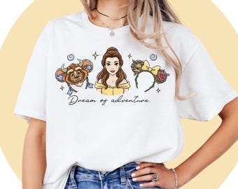 Camiseta de Bella de Disney, camiseta de princesa Disney en acuarela, temática de Minnie Mouse, ropa a juego para viajes familiares