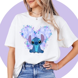 Chemise Lilo And Stitch | Chemise Ange | T-shirt d'anniversaire brodé | T-shirt enfant Lilo | T-shirt Disney Cartoon Mixte Adulte Enfants | Thème Disney
