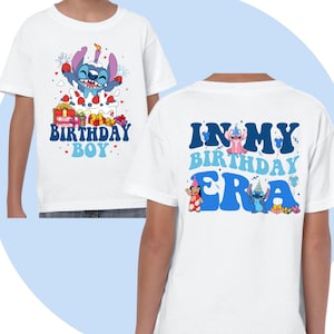 Chemise Lilo And Stitch | T-shirt d'anniversaire brodé | T-shirt enfant Lilo | T-shirt Disney Cartoon Mixte Adulte Enfants | Soirée à thème Disney