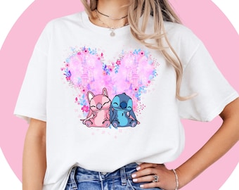 Overhemd Lilo And Stitch | Engelenshirt | Stitch Verjaardagst-shirt | T-shirt Lilo-kind | Disney-tekenfilmshirt uniseks volwassen kinderen | Disney-thema