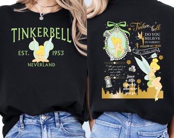 Chemise fée clochette, t-shirt princesse Disney, chemise familiale assortie, vêtements de vacances magiques, joli cadeau fée clochette