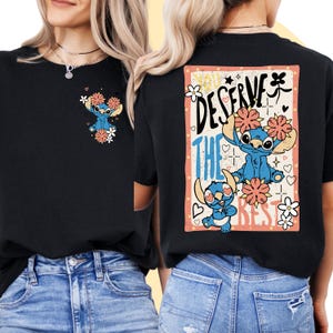 Chemise Lilo And Stitch | T-shirt brodé | T-shirt enfant Lilo | T-shirt Disney Cartoon Mixte Adulte Enfants | Soirée à thème Disney