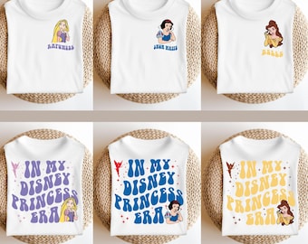 Camiseta de princesa Disney, linda camiseta de Ariel, camiseta de Cenicienta, atuendo de viaje para niñas de Disney, ropa de vacaciones de princesa