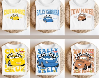 Camiseta de Cars de Disney, camiseta infantil de Rayo McQueen, camiseta de Mater Pixar, ropa personalizada de Disney para divertirse en familia