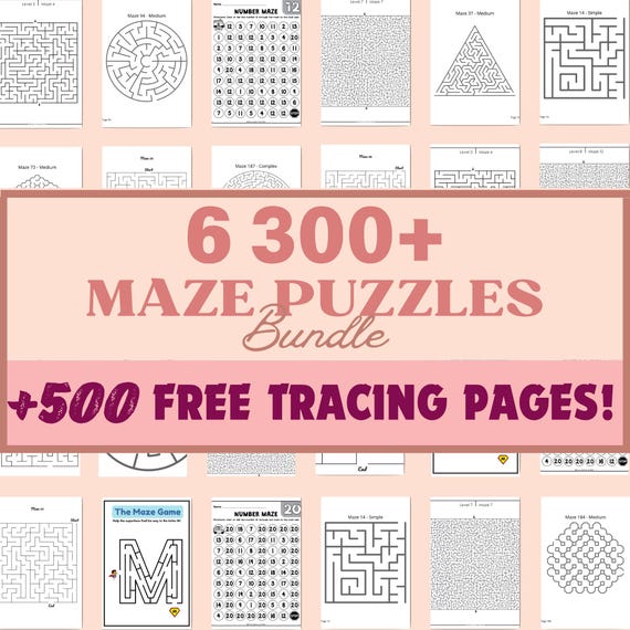 6300 Maze Puzzles, Different Difficulty Levels, Preschool Printables, Kindergarten Prints, Maze Puzzles For Kids, Home School Worksheets
