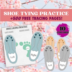 Shoe Lacing Practice Kit Kids Learning Fine Motor Skills Tying Methods Montessori Preschool Fun Educational Printable Homeschool