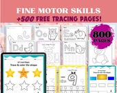 Preschool Learning Bundle for Kids Activity Worksheets Alphabet Dot to Dot Tracing Cutting Mazes Lacing Toddler Workbook Fine Motor Skills