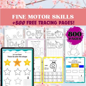 800 Preschool Pre-K Learning Bundle, Activity Worksheets, Alphabet, Dot To Dot, Cutting, Mazes, Tracing, Lacing, Toddler Worksheets Workbook