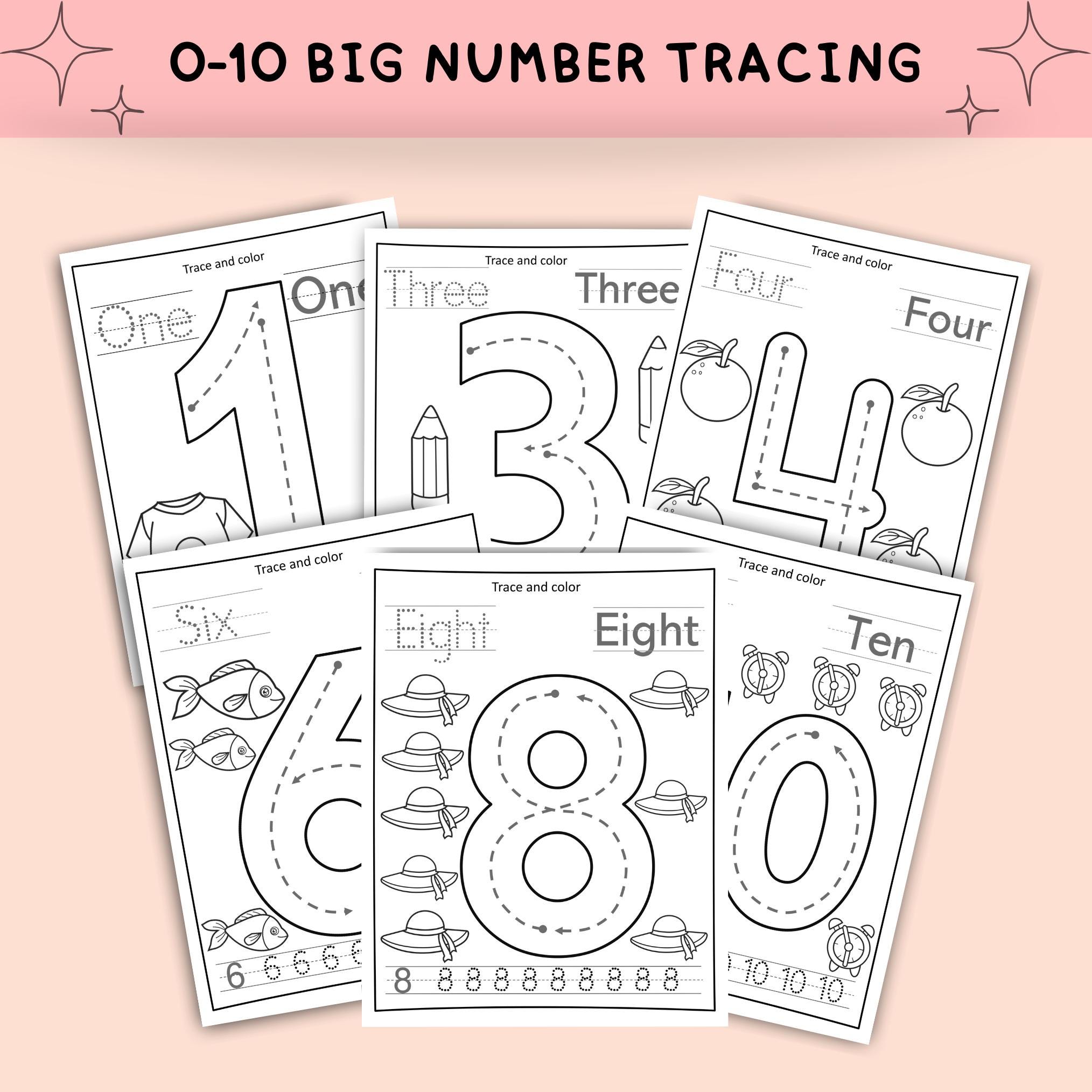 Number Tracing Worksheets for Kids 0-20 Preschool Handwriting Practice ...