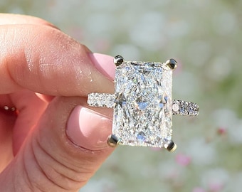 F Colorless Radiant VS1 Lab Diamond Ring Engagement Wedding White Bright Hidden Halo *IGI Certified*