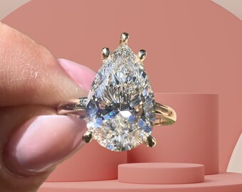 F Colorless Pear VS1 Lab Diamond Solitaire Ring 14k Engagement Wedding White Bright Hidden Halo *IGI Certified*