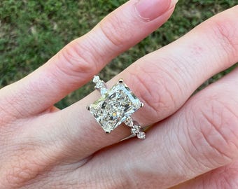 3.2 ctw Radiant F Colorless VS1 Lab Grown CVD Diamond Ring IGI Certified Engagement Wedding