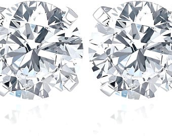 1ctw Round Lab Diamond Stud Earrings 14k White Gold F Color VS Clarity Wedding Engagement Party