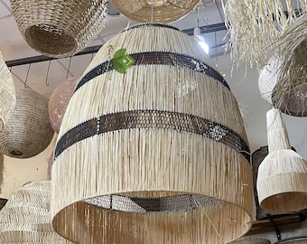 Handmade Raffia Pendant Light: Bohemian Lampshade, Boho Home Decor