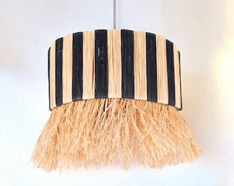 Handcrafted Raffia Pendant Light: Bohemian Hanging Lamp Shade